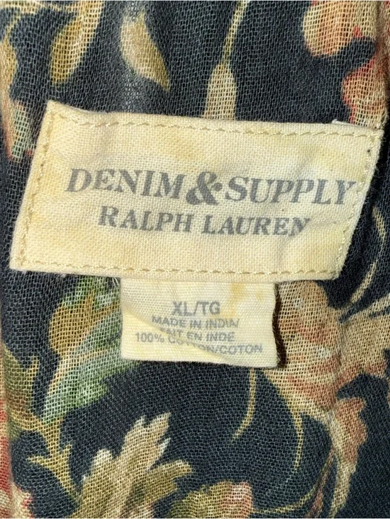 Denim & Supply Ralph Lauren Black Floral Print Maxi Skirt Semi Sheer Size XL - Picture 4 of 4